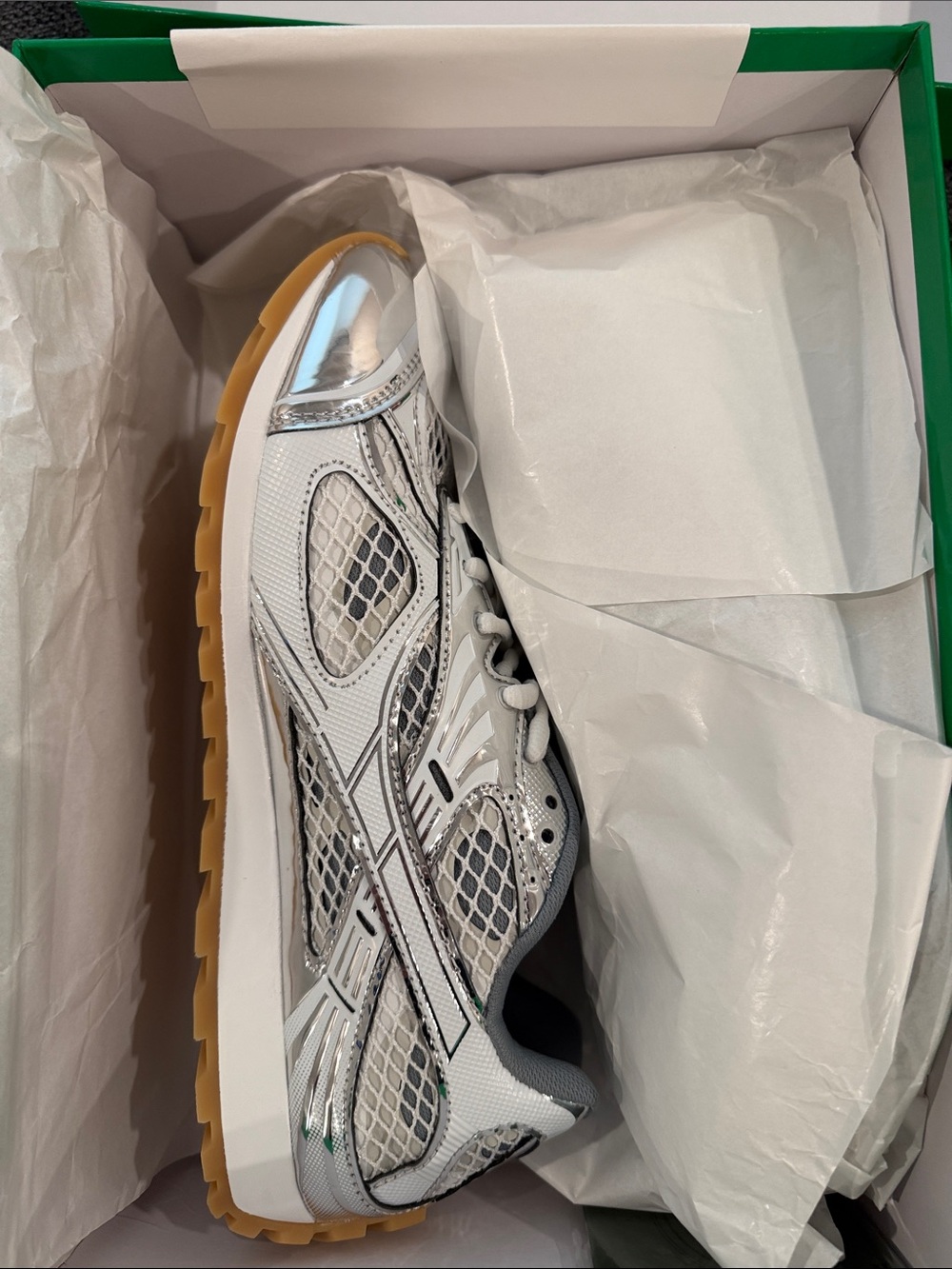 Men's Silver White Bottega Orbit Sneaker